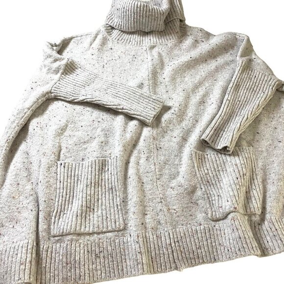 Loft Petites Flecked‎ Pocket Poncho Sweater Oversized Flowy Relaxed Size XXS - Picture 4 of 10